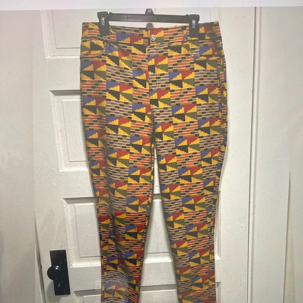 Thrill Multicolor Kente Pattern Skinny Stretch Striped Jeans - EUC - Size 2X  -